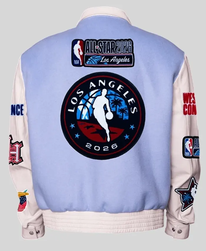 75th Pro Basketball All-Star 2026 Los Angeles Blue and White Varsity Jacket