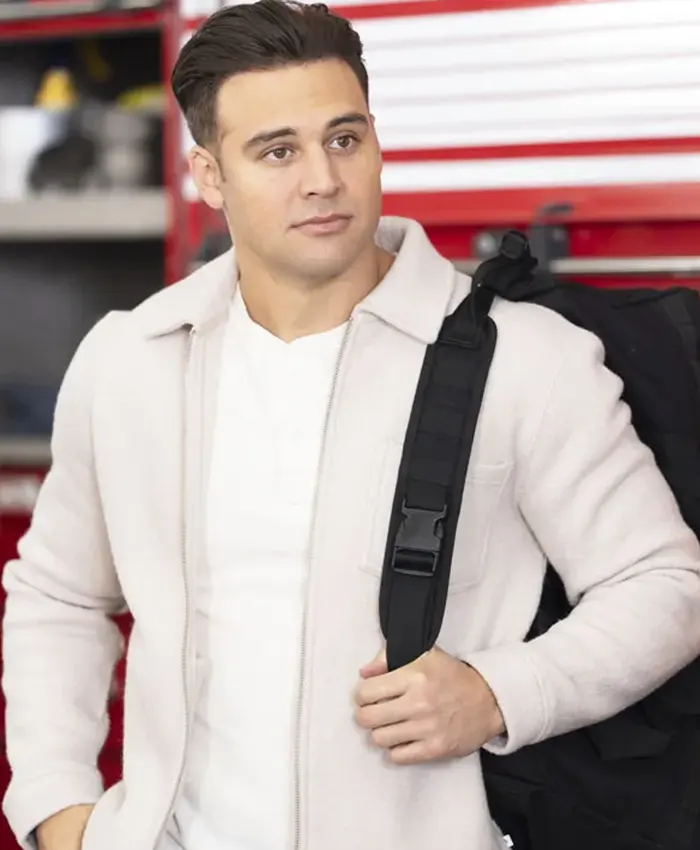 9-1-1 S09 Ryan Guzman White Wool Jacket