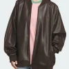 Adidas Originals 2026 Oversized SST Brown Leather Bomber Jacket for Men and Women