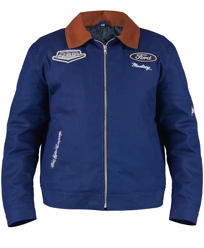 Aeropostale Ford Mustang Motor Co. Twill Blue Zip-Up Jacke