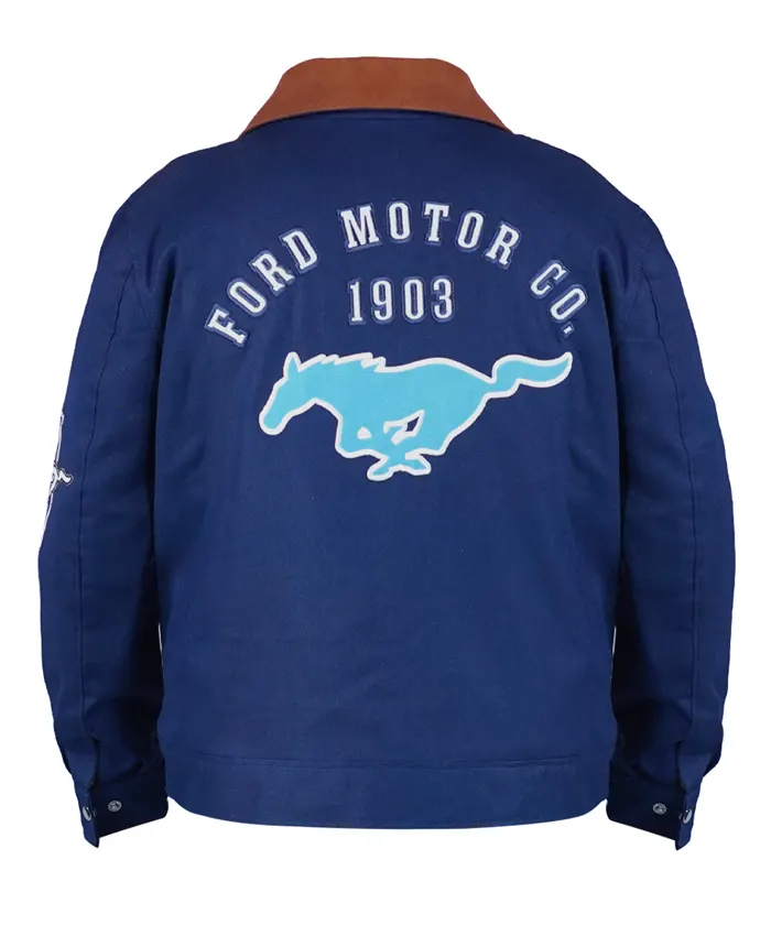 Aeropostale Ford Mustang Motor Co. Twill Blue Zip-Up Jacket For Men and Women
