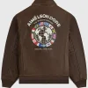 Aime Leon Dore Worlds Borough 2026 Brown Flight Leather Jacket