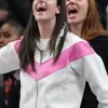 American Basketball Player Caitlin Clark White and Pink Windrunner Track Jacket - Buy Now