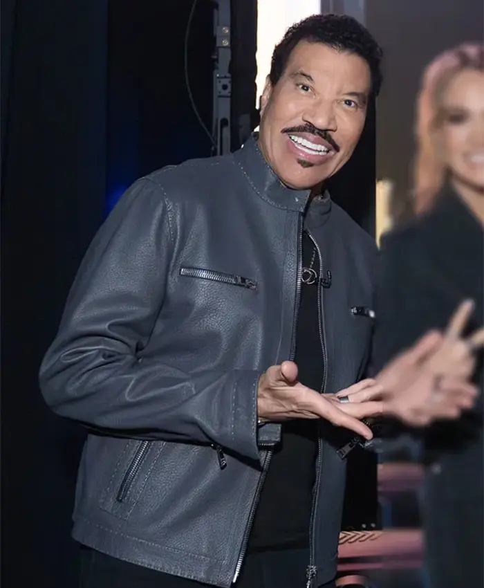 American Idol Lionel Richie Grey Leather Jacket