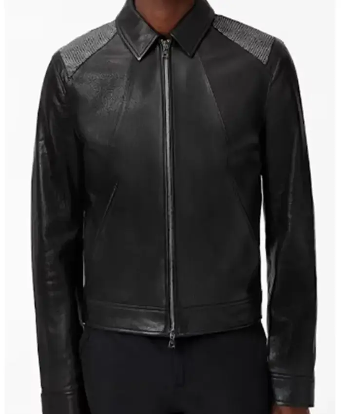 American Idol S24 Luke Bryan Black Leather Jacket Front