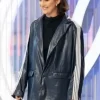 American Idol S24 Mary Jo Young Striped Sleeve Leather Blazer For Sale
