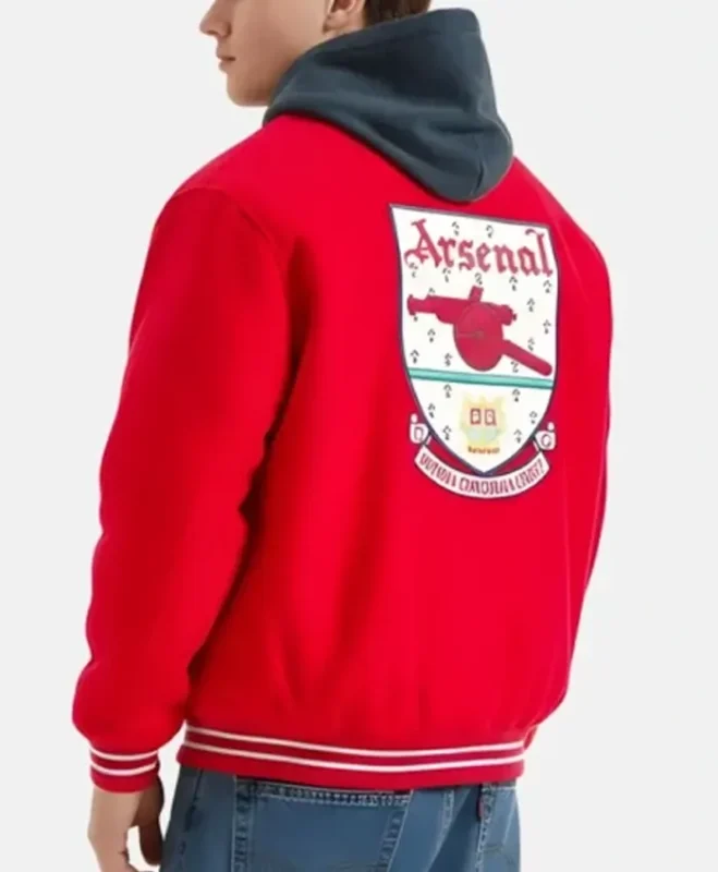 Arsenal Essentials Red Varsity Bomber Jacket for Men and Women