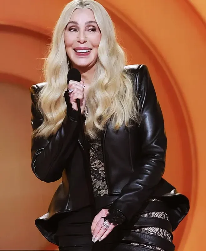 BUY Cher 68th GRAMMY Awards 2026 Black Leather Jacket