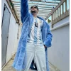 Bad Bunny Blue Shearling Coat - Buy Now