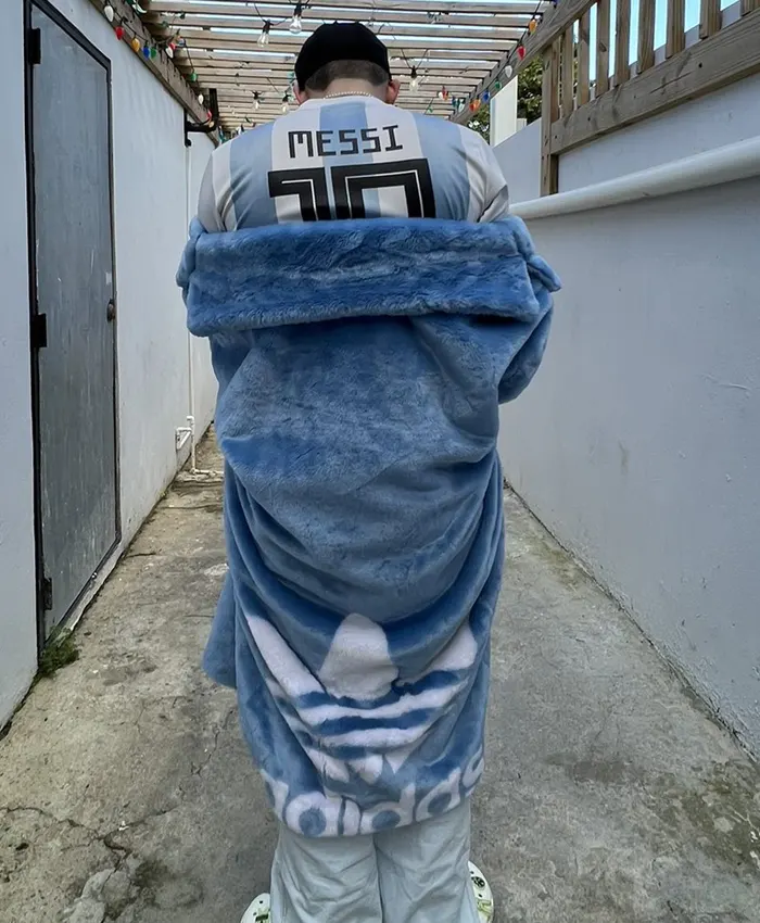 Bad Bunny World Tour 2026 Adidas x Ivy Park Blue Fur Coat