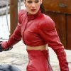 Bella Hadid The Beauty S01 Red Cropped Jacket Side