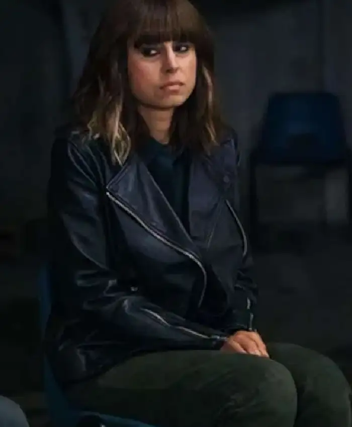 Betrayal S01 Zahra Ahmadi Black Leather Jacket Front
