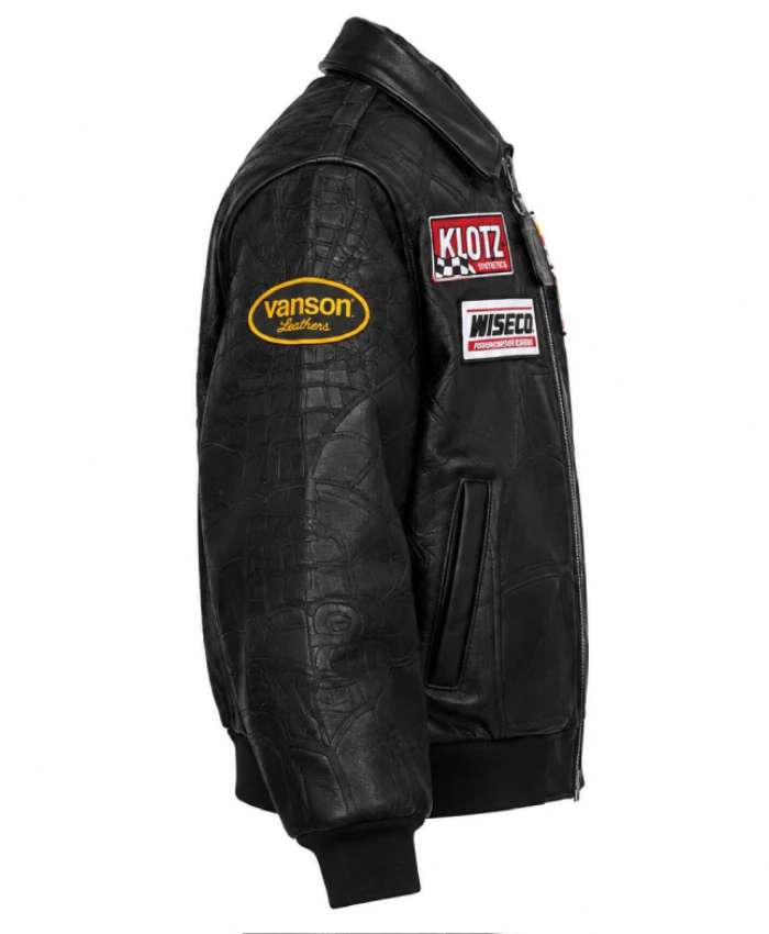 Supreme Spider-Man leather jacket with full sleeves and two outside pockets