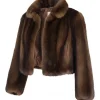Buy Dua Lipa Dark Brown Fur Cropped Jacket For Women’s