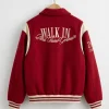 Buy PSG x Walk In Paris Teddy Red Varsity Jacket