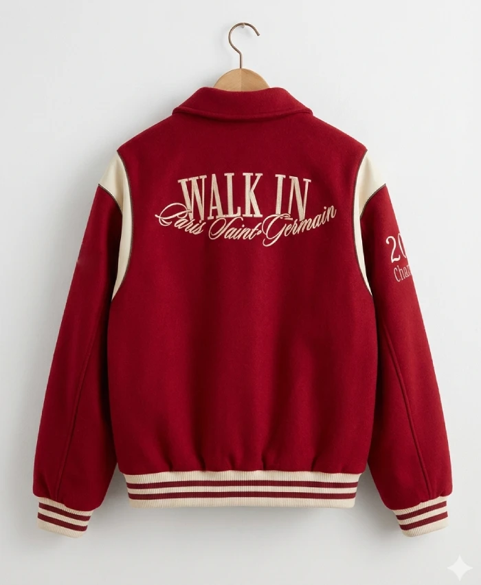 Buy PSG x Walk In Paris Teddy Red Varsity Jacket