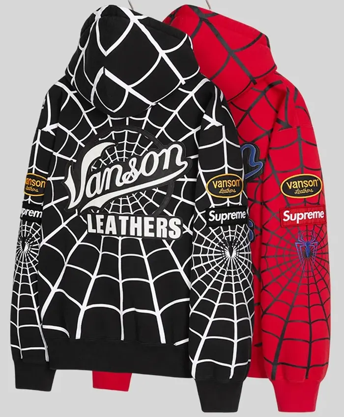 Buy Supreme x Vanson Leathers Spiderman Zip Up Hoodie - Black