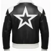 Buy Timothée Chalamet Marty Supreme Black and White Star Leather Jacket