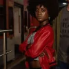 Camilla Damião State of Fear Red Leather Jacket Side
