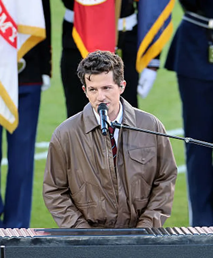 Charlie Puth Super Bowl LX Leather Jacket - Brown