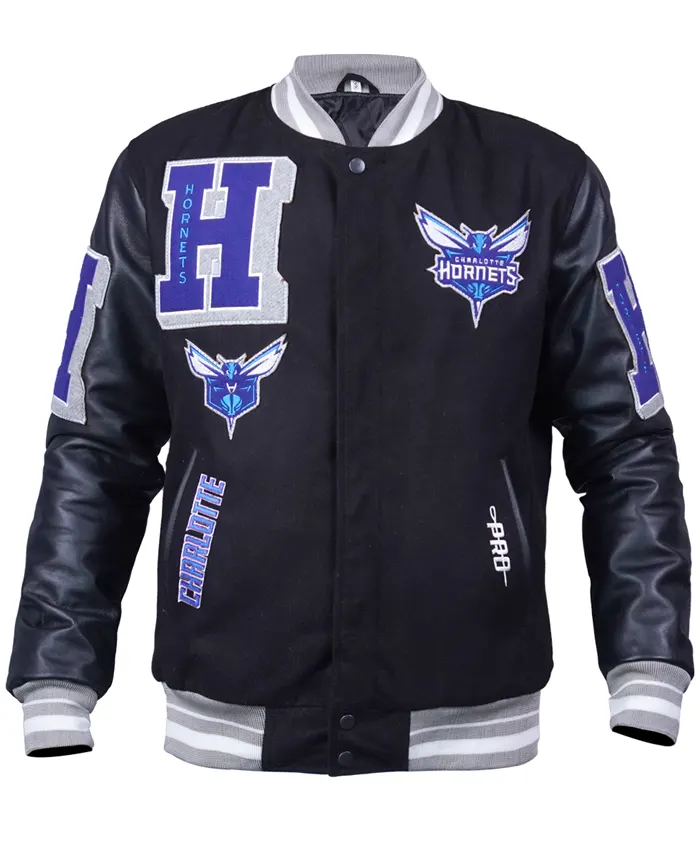 Charlotte Hornets Black Wool Varsity Jacket