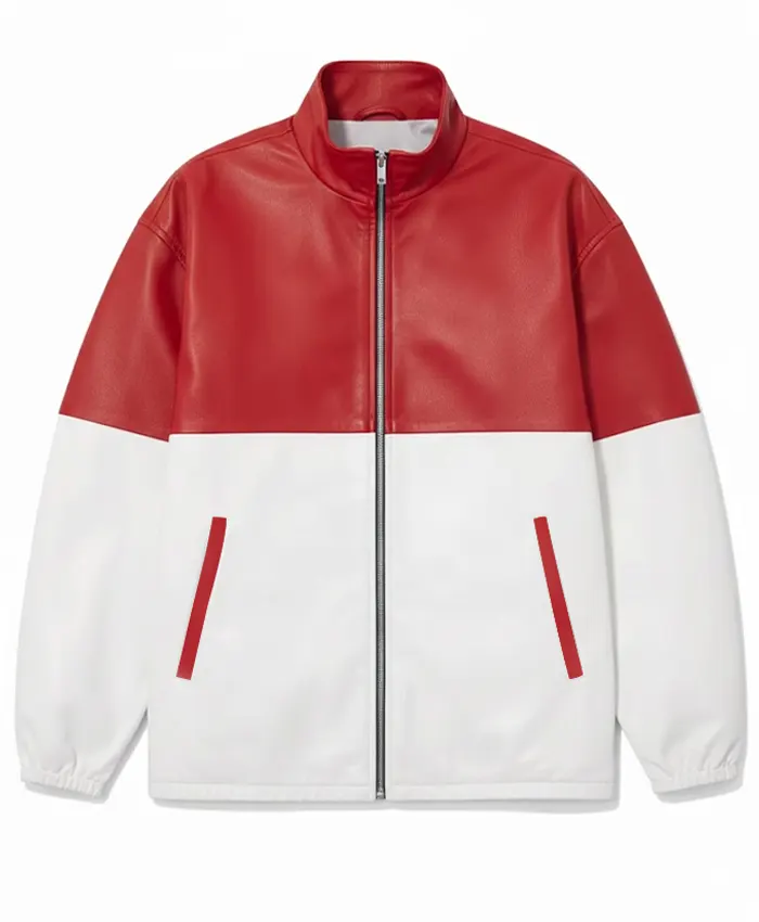 Classic Red And White Leather Jacket
