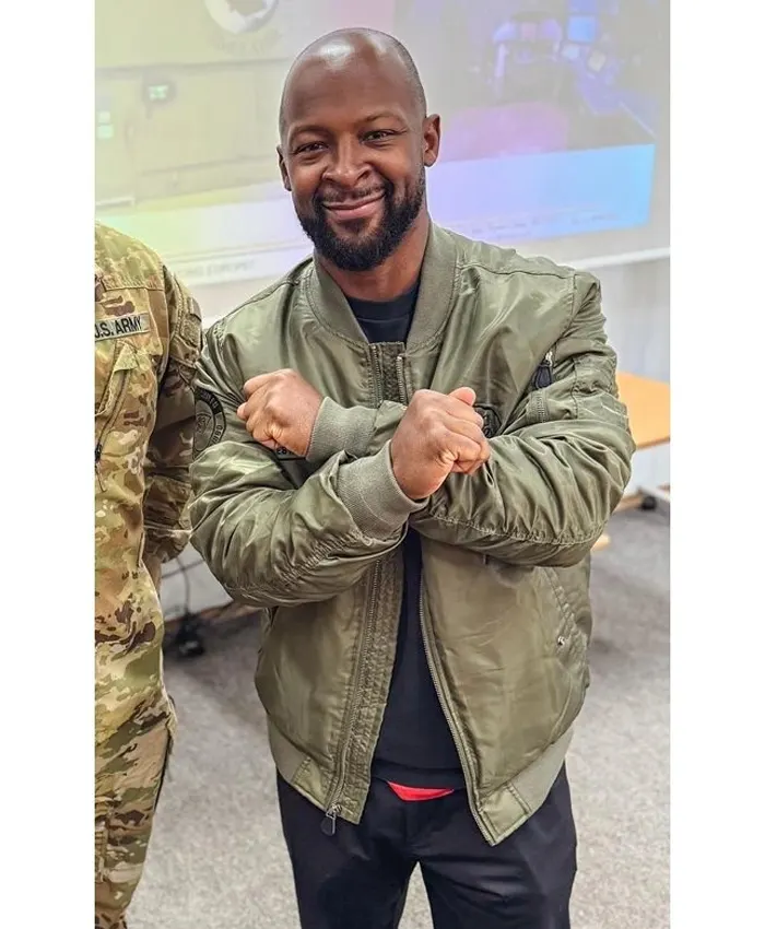 Dante Hall Dante Hall Kansas City Chiefs Green Satin Military Jacket