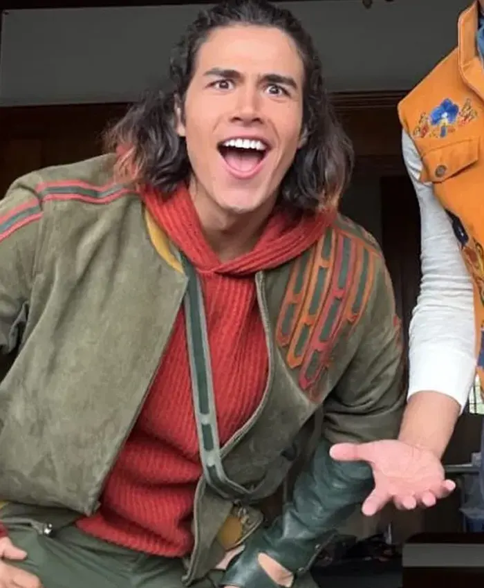Descendants Wicked Wonderland 2026 Joel Oulette Green Suede Leather Bomber Jacket