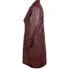 Maddox Hatter Lapel Collar Maroon Leather Coat