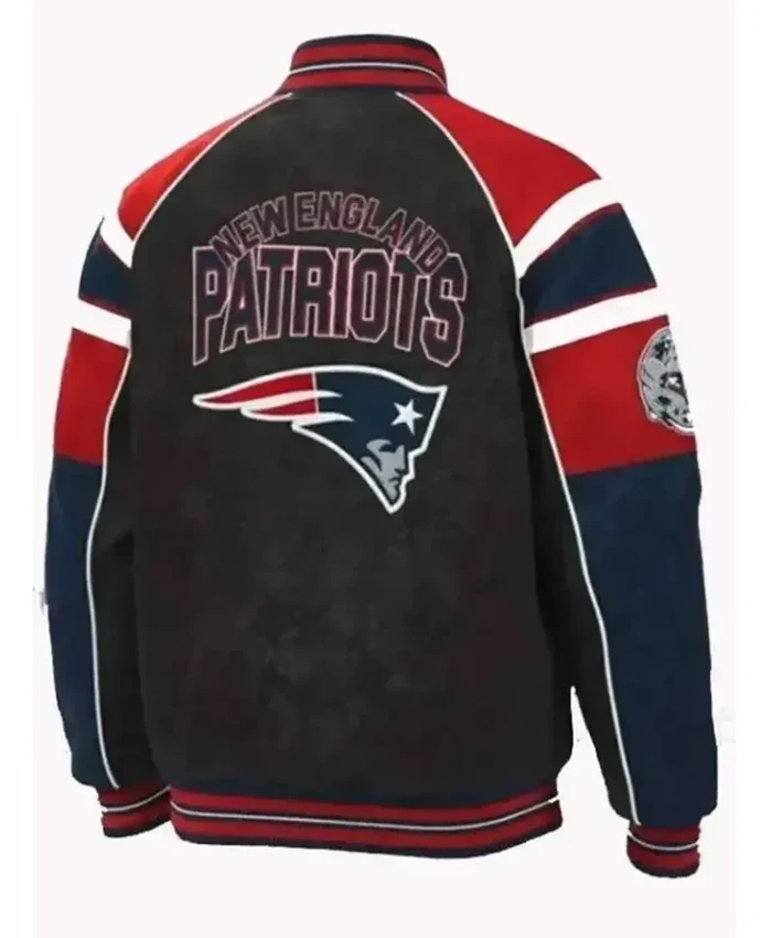 Drake Maye Patriots Varsity Jacket Back