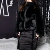 Emily Ratajkowski FW26 Show Black Belted Padded Coat