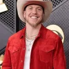 Grammy 2026 Brandon Lake Red Suede Jacket Front