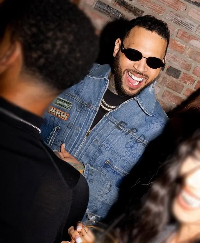 Grammy Celebration Party 2026 Chris Brown Ur Fantasy Blue Denim Jacket
