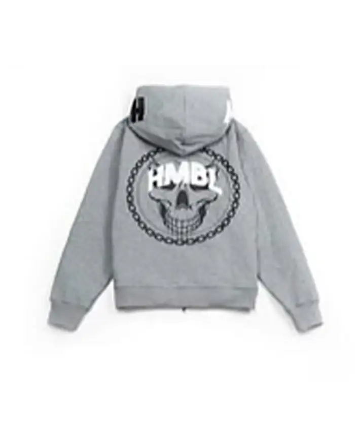 HMBL Zip-Up Hoodie Grey Back