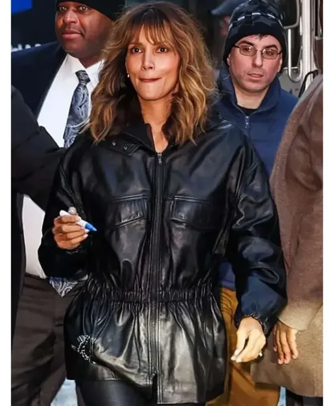 Halle Berry Crime 101 Movie 2026 Sharon Black Jacket