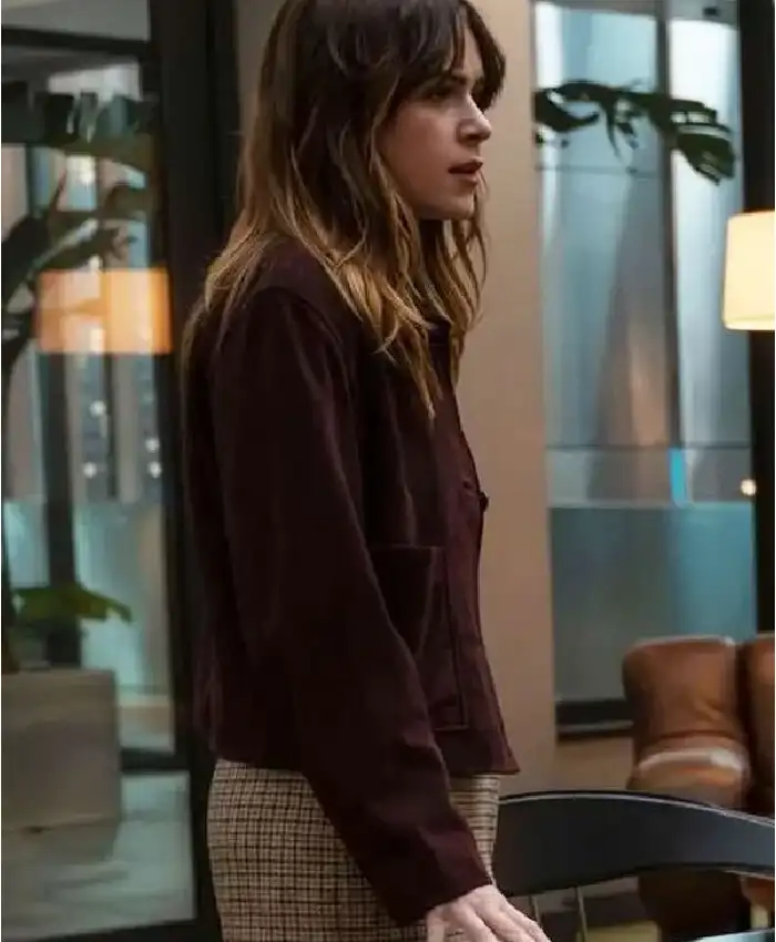 Industry S04 Kiernan Shipka Suede Jacket For Sale