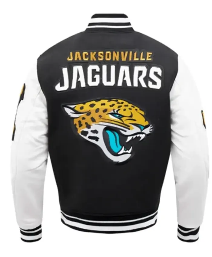Jacksonville Jaguars White and Black Varsity Jacket For Sale