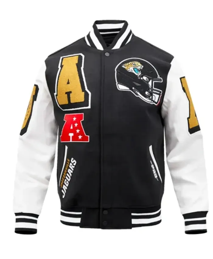 Jacksonville Jaguars White and Black Varsity Jacket