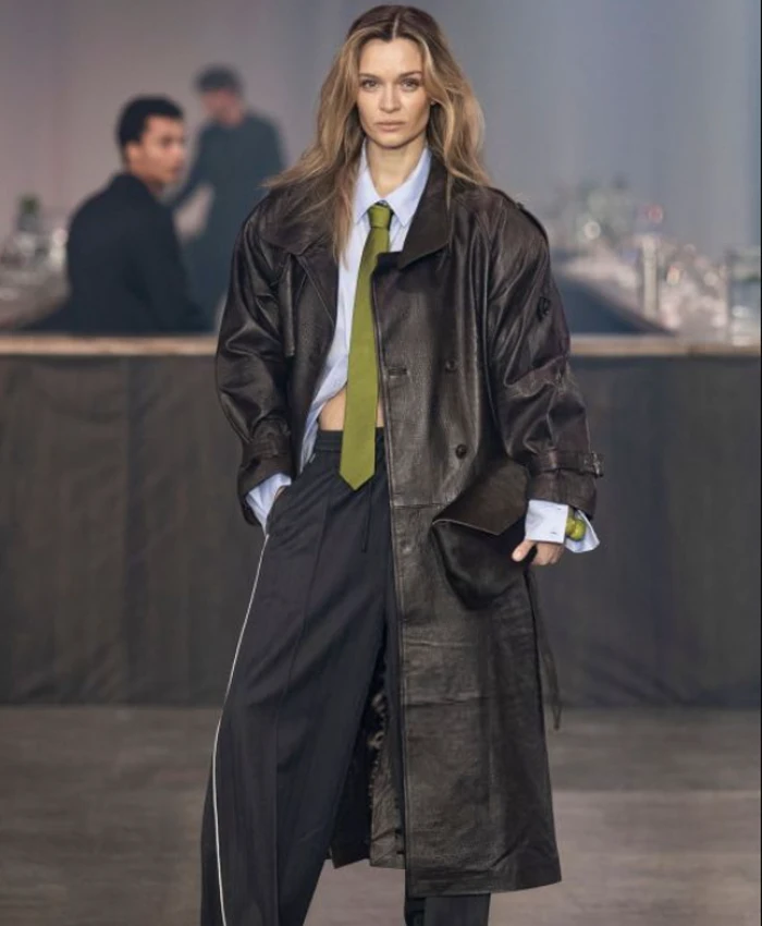 Josephine Skriver Copenhagen Fashion Week Leather Coat