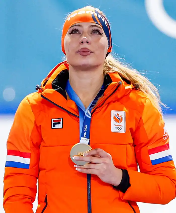 Jutta Leerdam Olympic 2026 Orange Jacket For Sale
