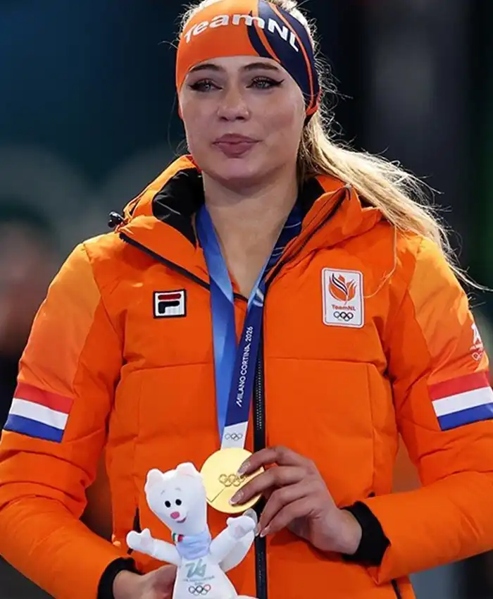 Jutta Leerdam Olympic 2026 Orange Jacket