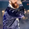 Kansas City Chiefs vs Dallas Cowboys Post Malone Blue Satin Bomber Jacket