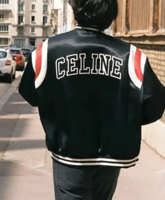 Kim Tae-Hyung Celine Black Varsity Bomber Jacket