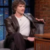 Late Night with Seth Meyers Connor Storrie Brown Leather Blazer- Buy
