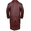 Maddox Hatter Maroon Buttoned Leather Coat