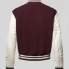 Louis Vuitton Embroidered Calfskin Bomber Varsity Jacket Maroon & Cream