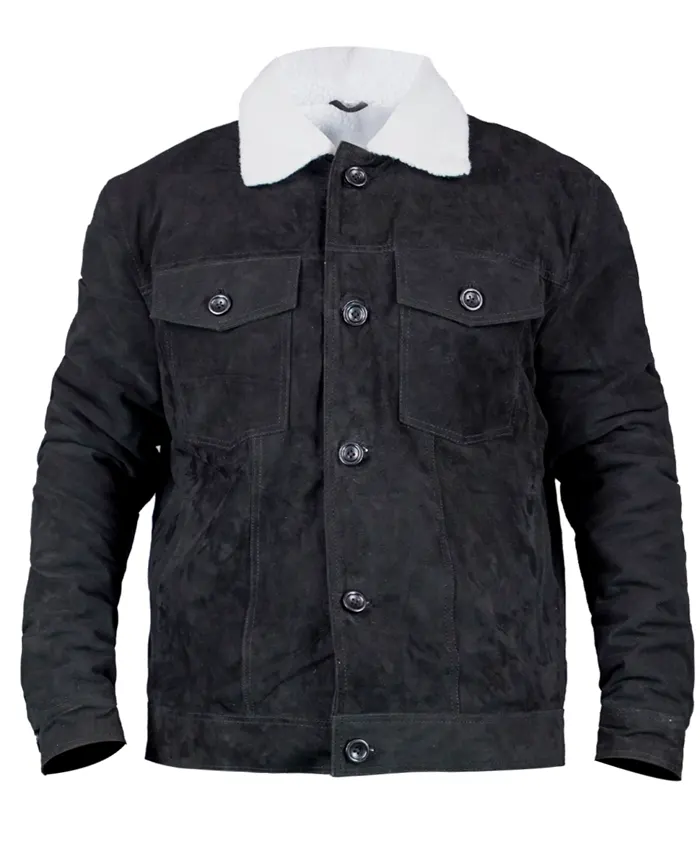 Love Life Augie Black Suede Sherpa Jacket