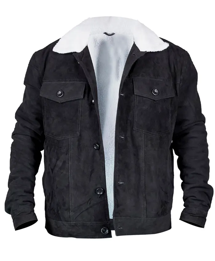 Love Life Augie Black Suede Sherpa Trucker Jacket - Shop Now