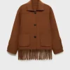 Mango Brown Fringe Jacket Front