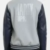 Marty Supreme Grey and Navy Blue Varsity Jacket for Men and Women - Buy Now